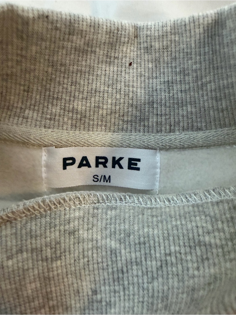 Parke Core Grey mockneck with denim patch Sweatshirt - Picture 3 of 5